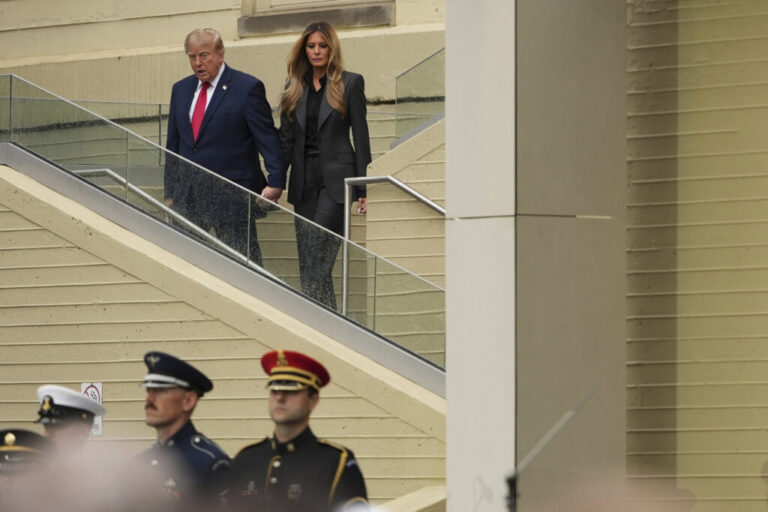 President Donald Trump, and first lady Melania Trump arrive at an observance ceremony on the 25th anniversary of the 9/11 attacks, Friday, Sept. 11, 2026, at the Pentagon.