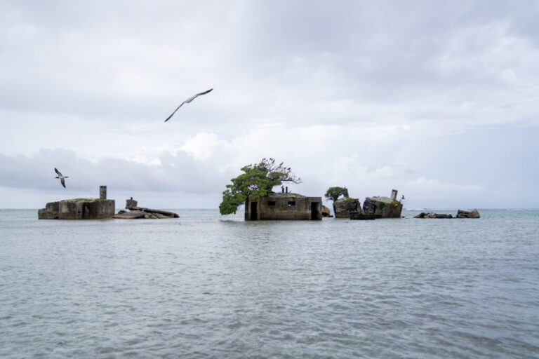 Defunct military bunkers.