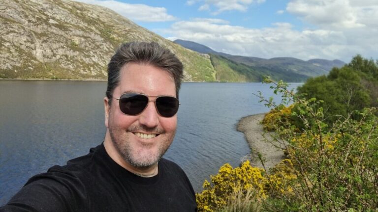 Jason Sorensen, who moved to the north east coast of Scotland after experiencing wildfires in Los Angeles. He runs a YouTube channel called “The American Highlander”.