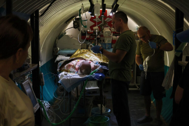 Ukrainian military medics treat a wounded Ukrainian soldier in the field hospital near the frontline in the southeastern reigion of Zaporizhzhia on Sept. 12. The vast majority of casualties take place in the so-called Kill Zone, a band about 10 to 15 miles wide on both sides of the frontline, which stretches more than 700 miles from north to south.