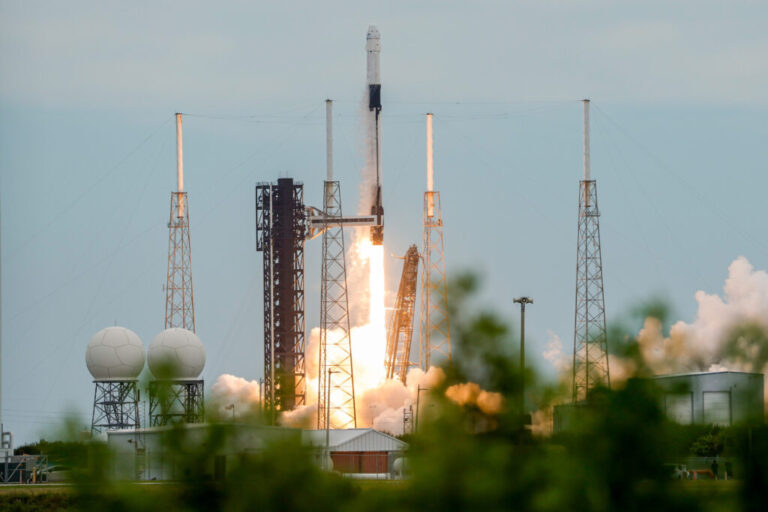 A SpaceX Falcon 9 rocket and Dragon spacecraft carrying NASA's Crew-13 lifts off Thursday from Cape Canaveral, Fla. SpaceX's Crew Dragon capsule