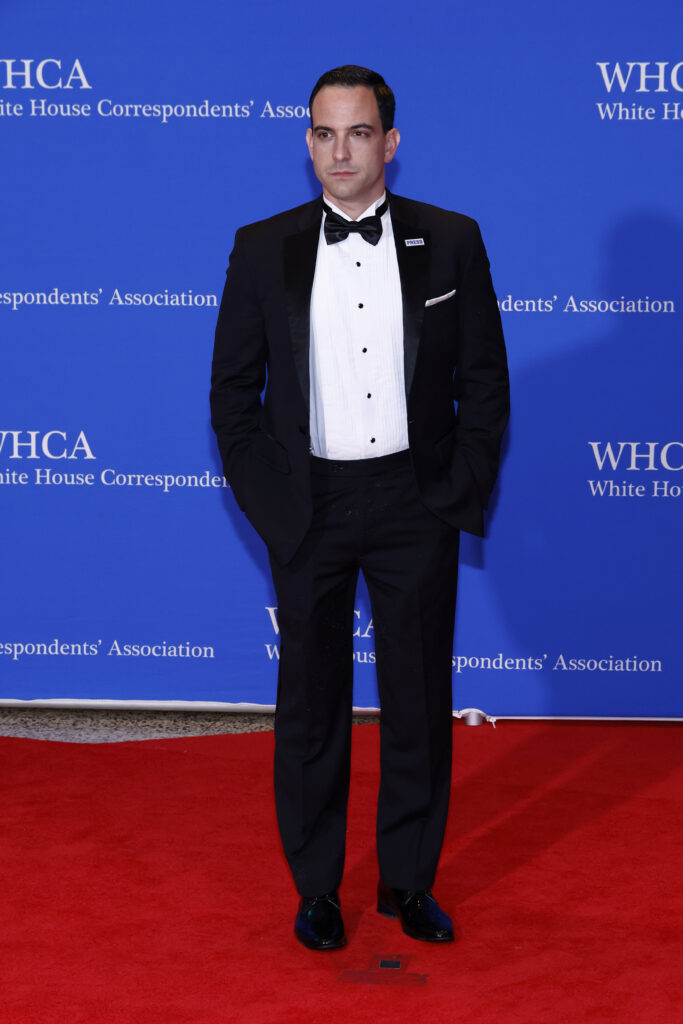 Fox News correspondent Trey Yingst attends the 2026 White House Correspondents' Dinner on April 25. He's wearing a tuxedo and is standing on a red carpet.