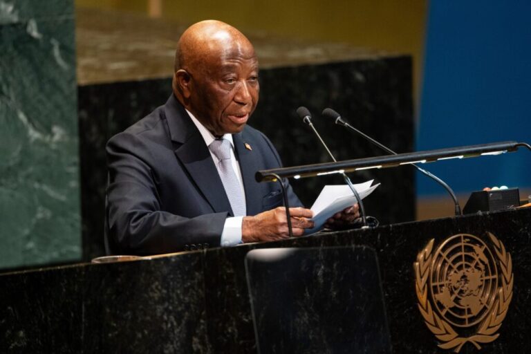 Liberia's President Joseph Boakai addresses the 80th session of the UN General Assembly at United Nations headquarters, Sept. 22, 2025.