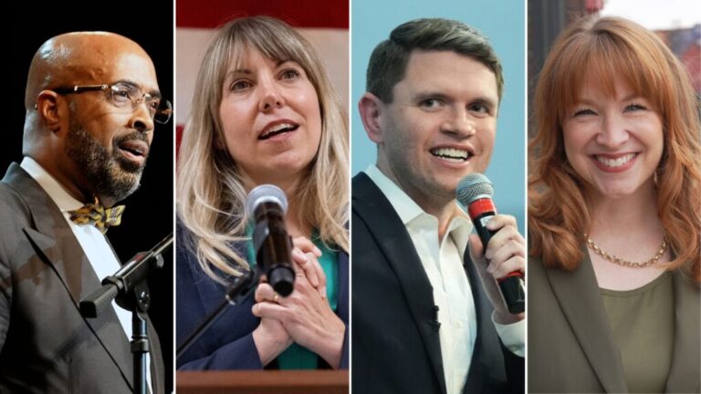A number of Democratic congressional candidates have made faith central to their campaign, including (from left) Frederick Haynes,
