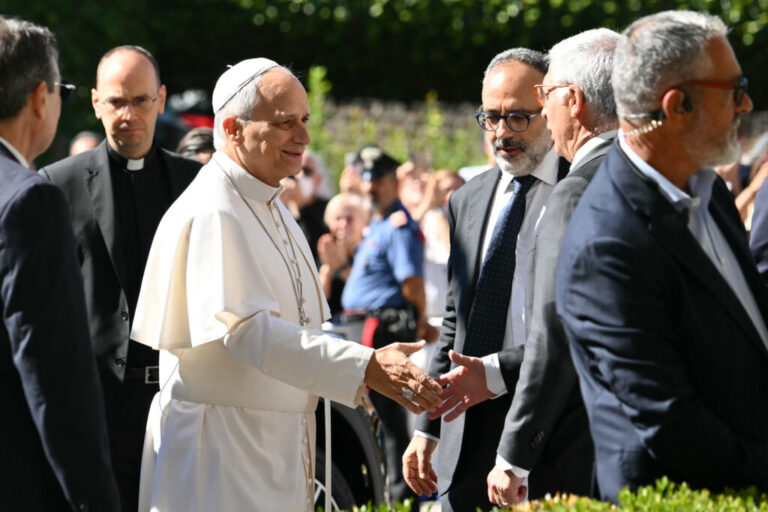 Pope Leo XIV arrives at the Gemelli University Hospital.